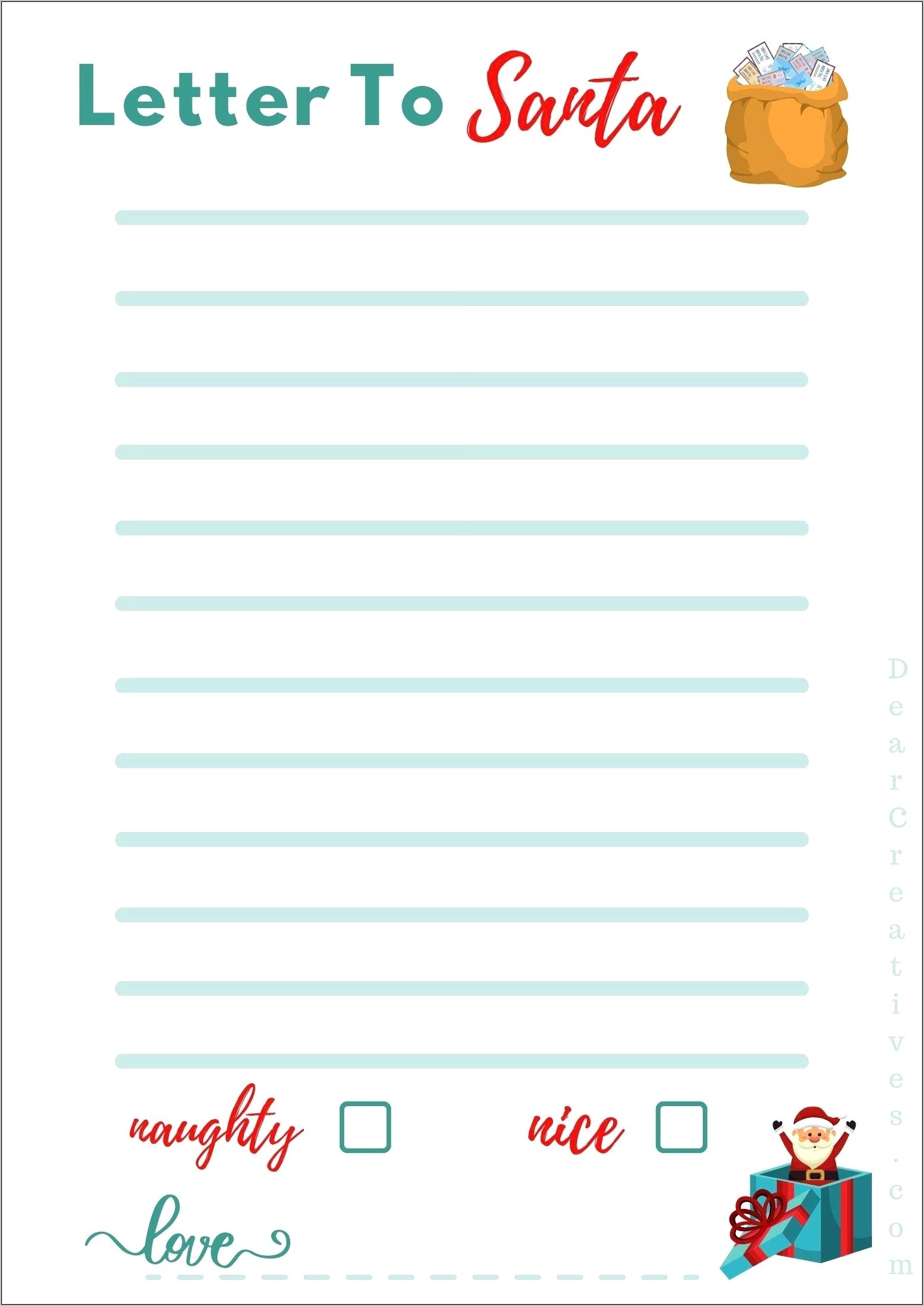 A Letter To Santa Template Free