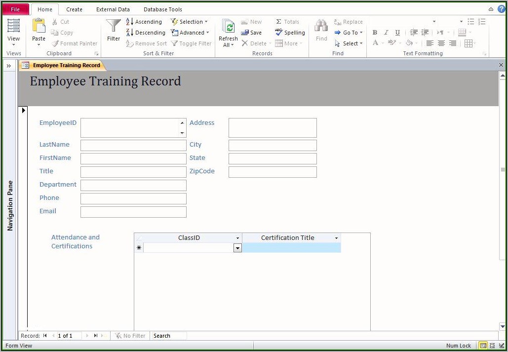 Access Employee Database Template Free Download
