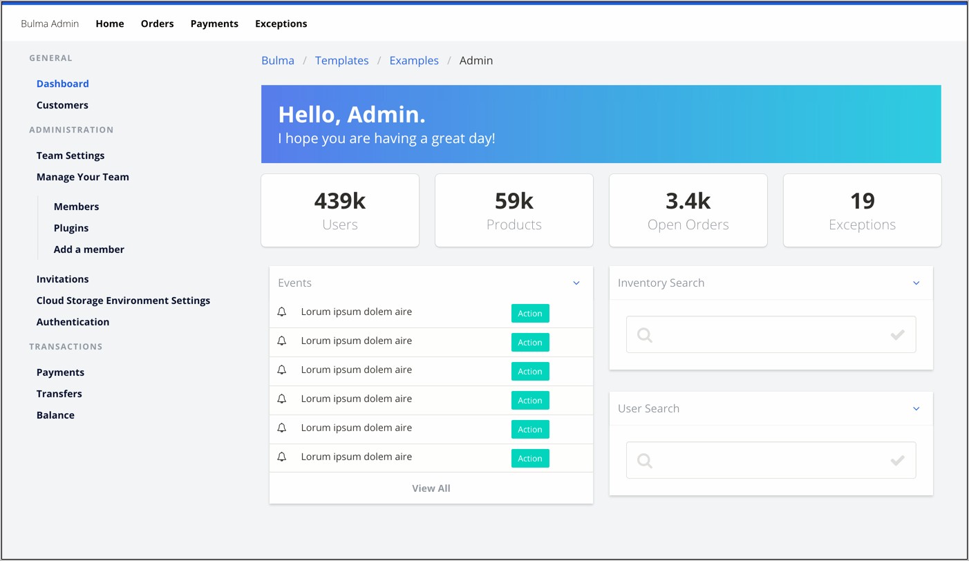 Admin Page Css Templates Free Download