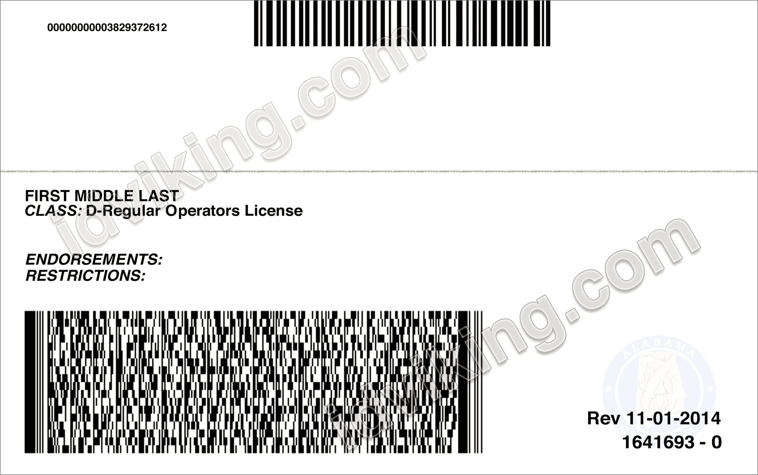 Alabama Drivers License Template Download Free