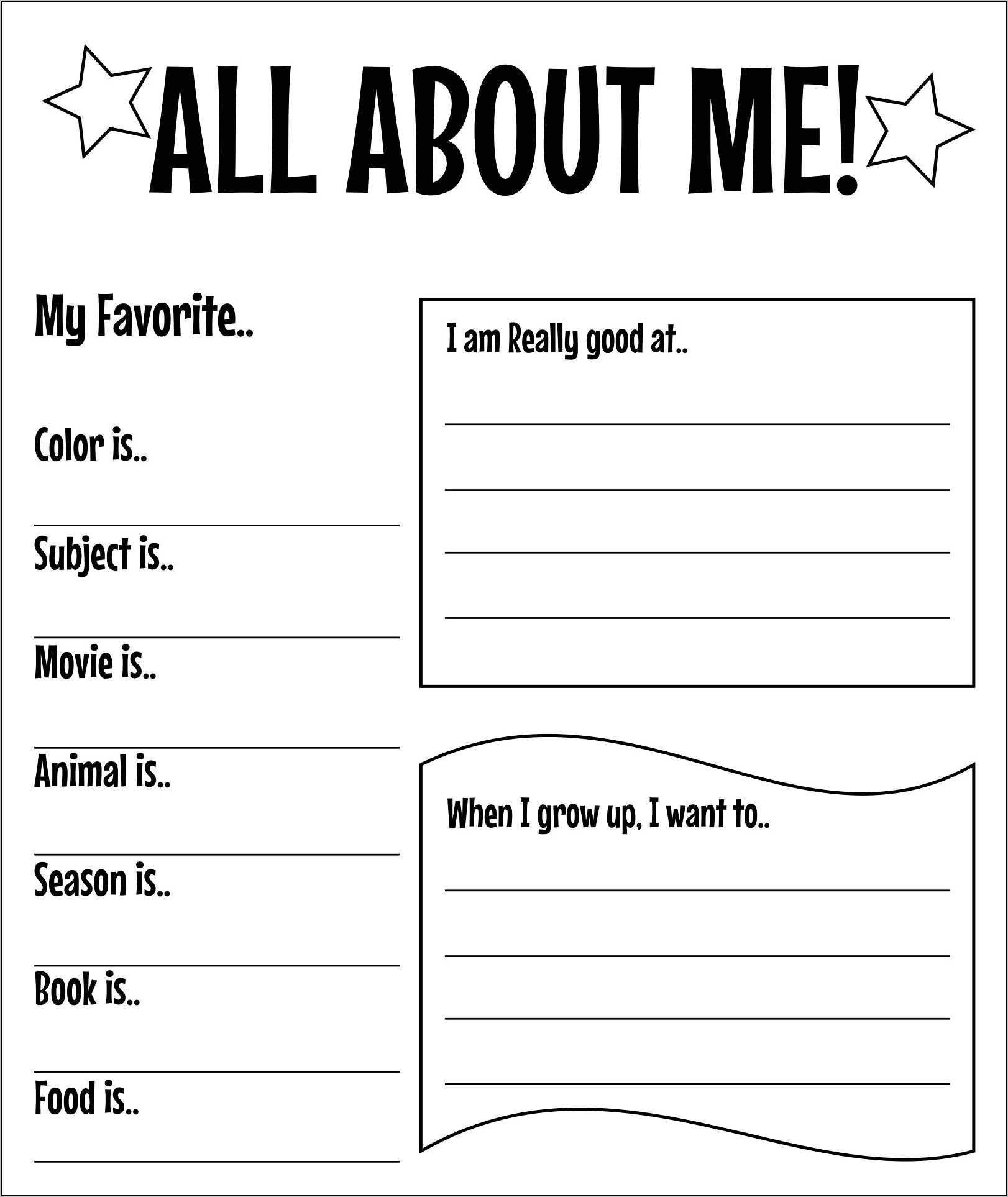 All About Me Book Template Free