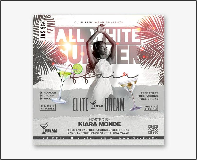 All White Party Flyer Template Free