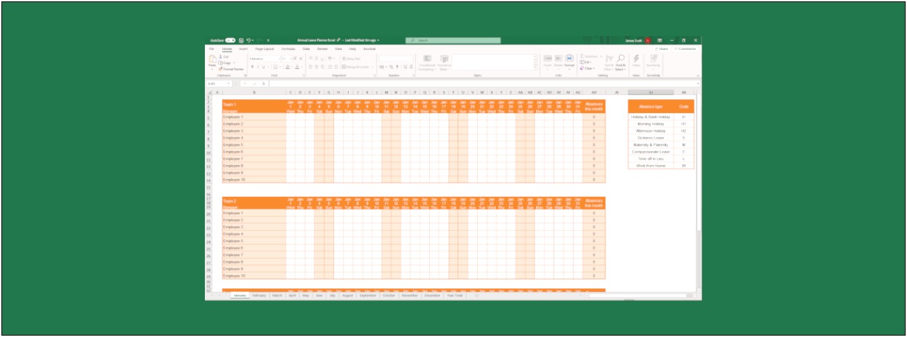 Annual Leave Planner Template Free Download