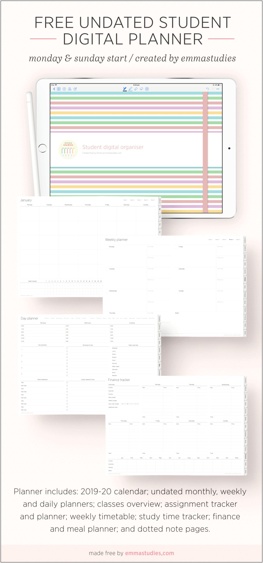 Arc Weekly Planner 2019 Free Template