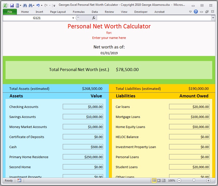 Assets And Liabilities Template Free Download