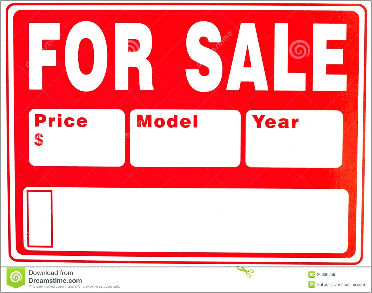 Auto For Sale Sign Template Free