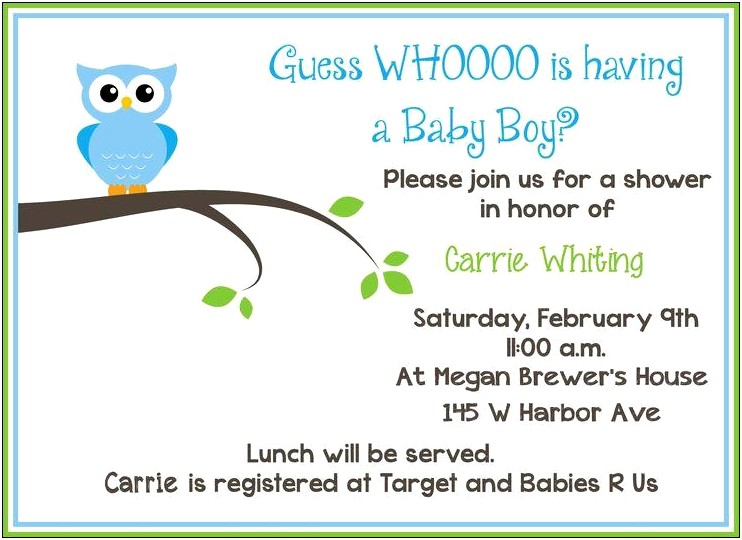 Baby Boy Shower Card Template Free