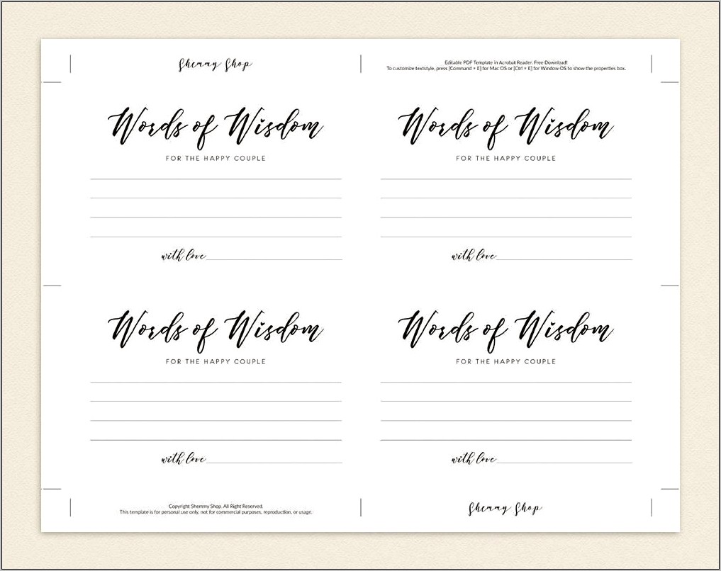 Baby Shower Advice Cards Free Template