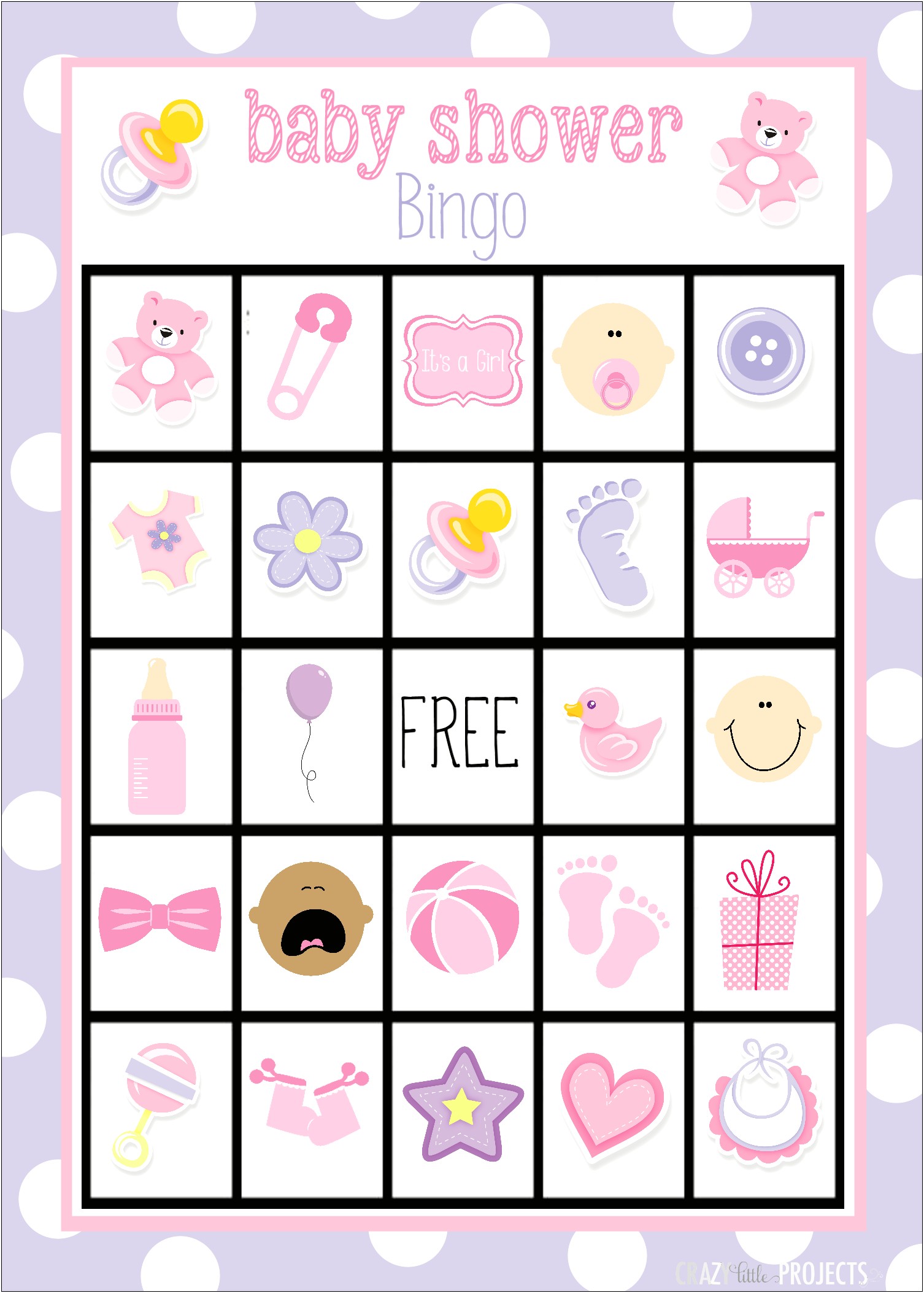 Baby Shower Bingo Free Template Blank