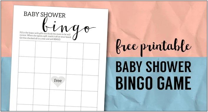 Baby Shower Bingo Template Free Sea