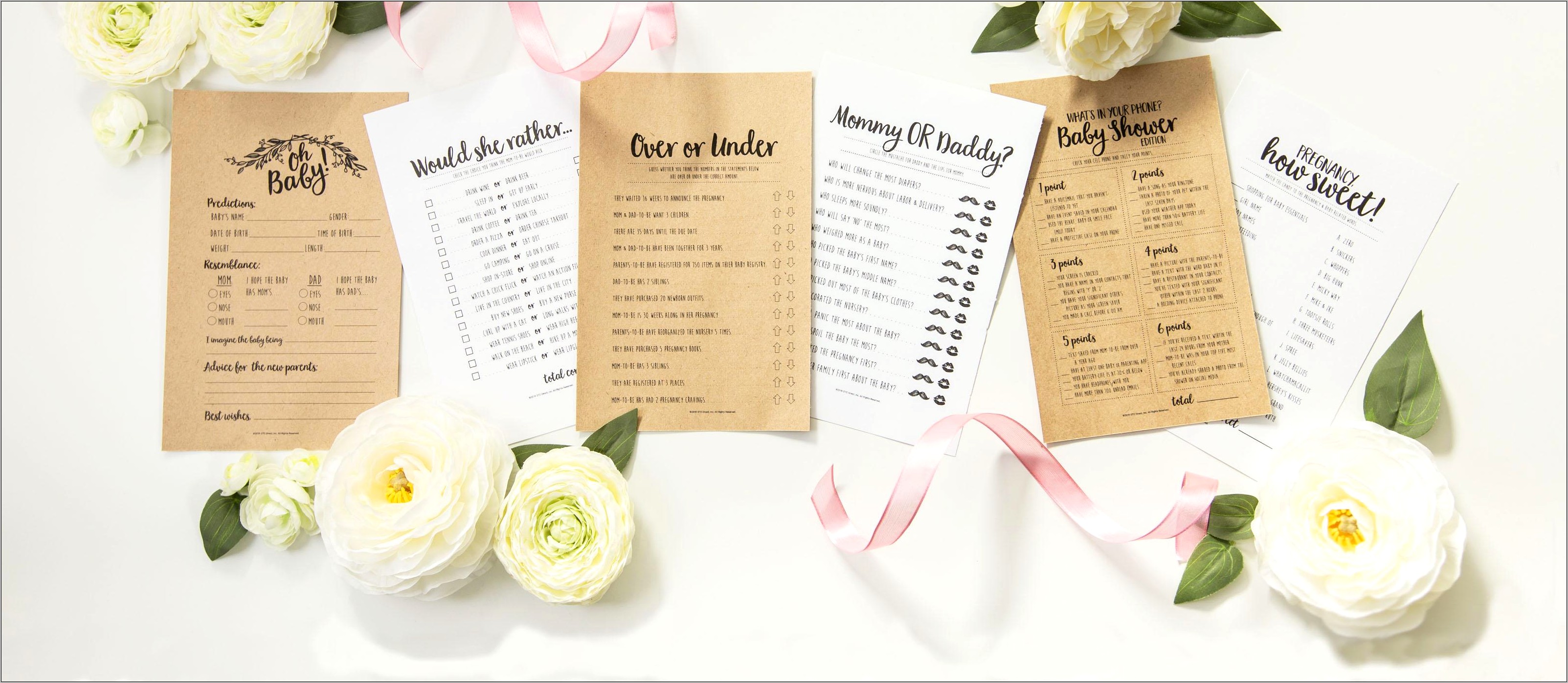 Baby Shower Games Free Printable Templates