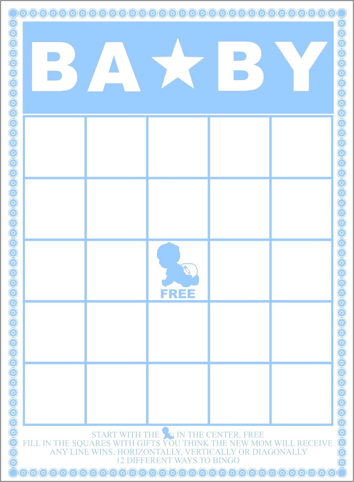 Baby Shower Gift Bingo Template Free