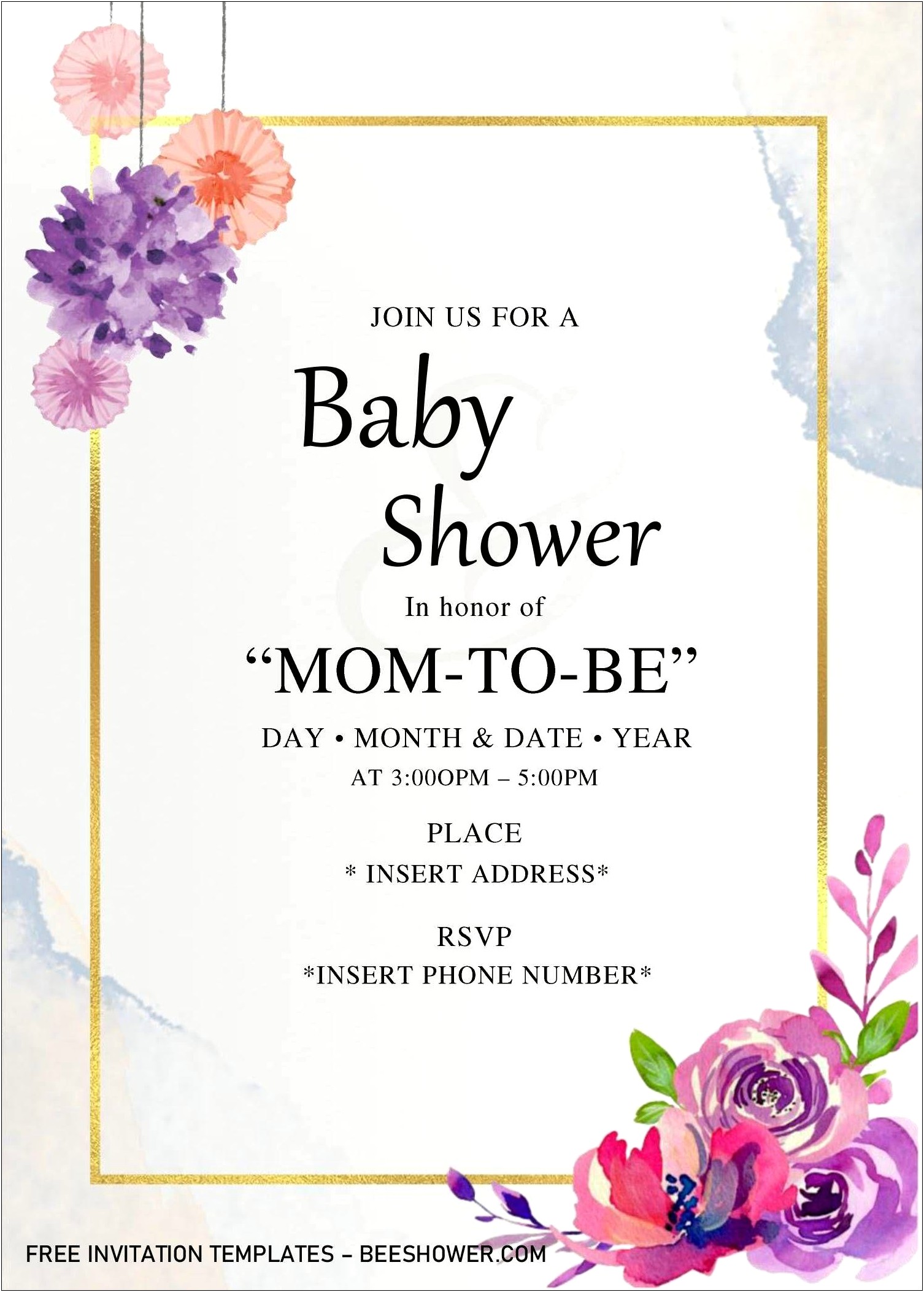 Baby Shower Invitation Template Free Word