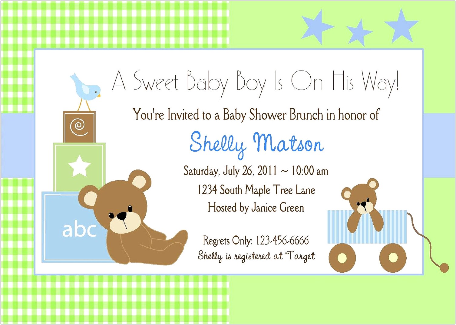 Baby Shower Themed Card Template Free