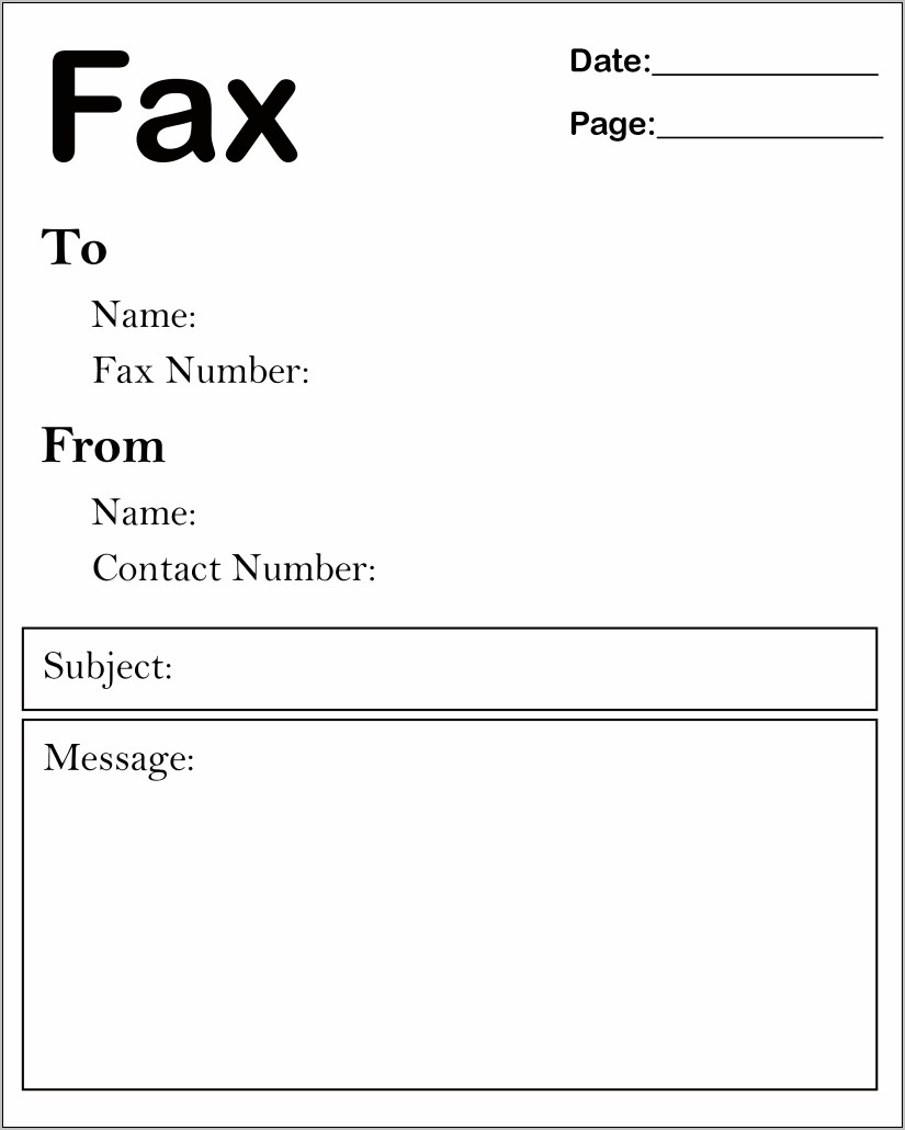 Basic Fax Cover Sheet Template Free