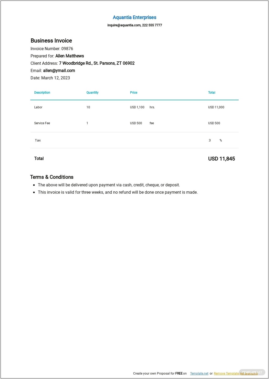 Basic Invoice Template Mac Free Download