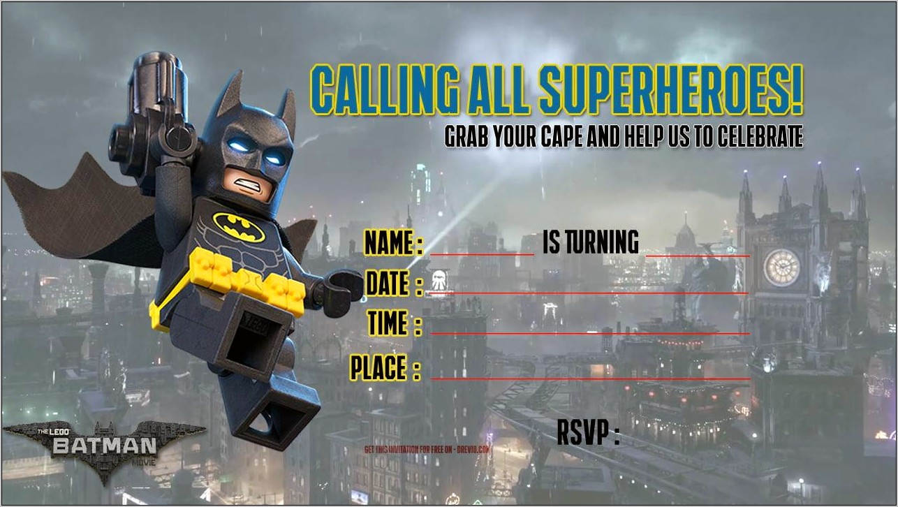 Batman Birthday Party Invitation Template Free