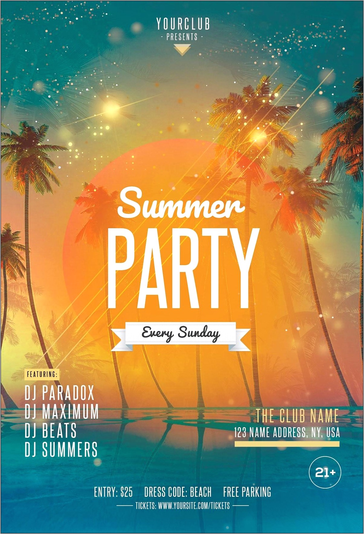 Beach Party Flyer Template Free Download