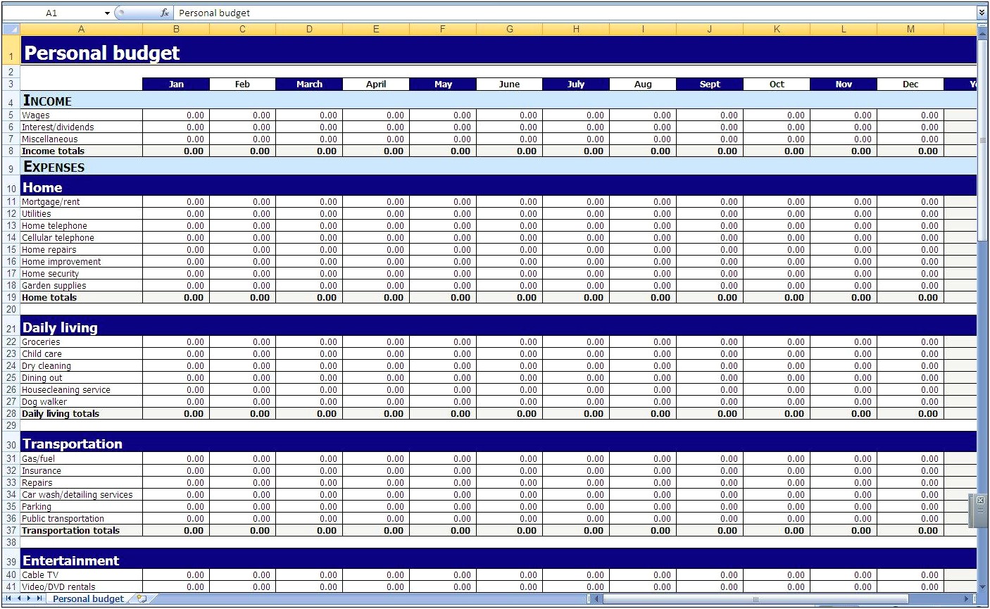 Best Free Excel Monthly Budget Template