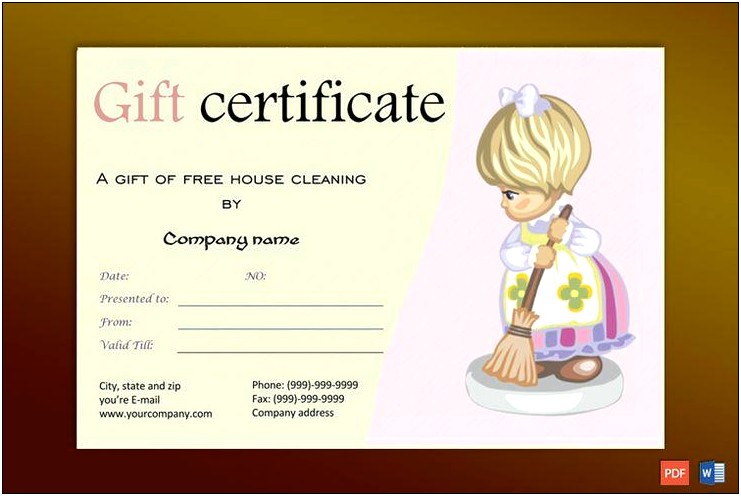 Birthday Cleaning Gift Certificate Template Free