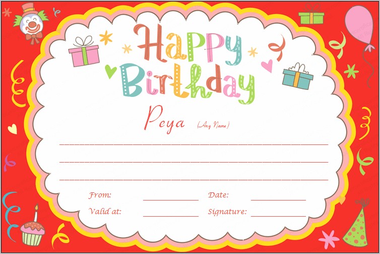 Birthday Gift Certificate Template Free Download