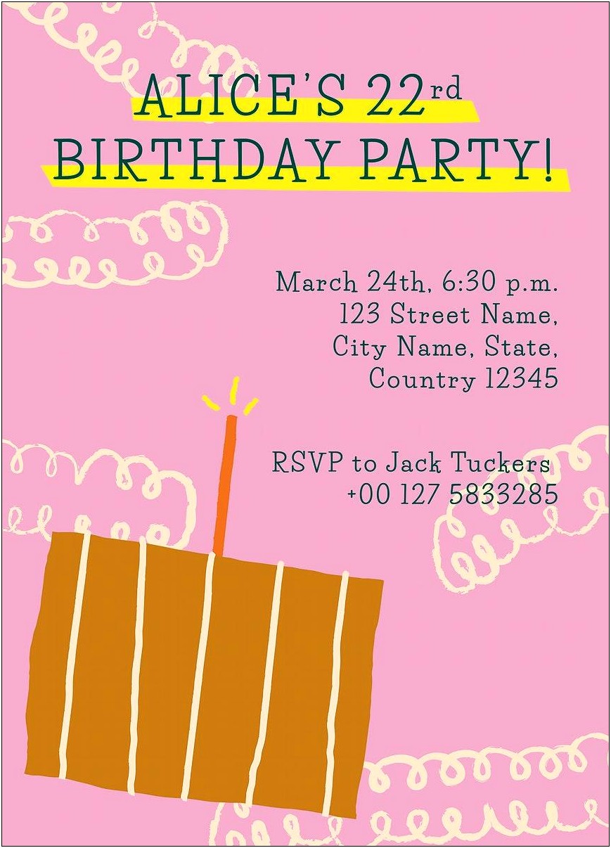 Birthday Invitation Card Photoshop Template Free