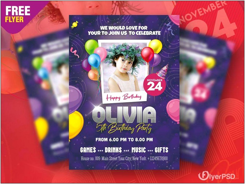Birthday Party Flyer Templates Psd Free