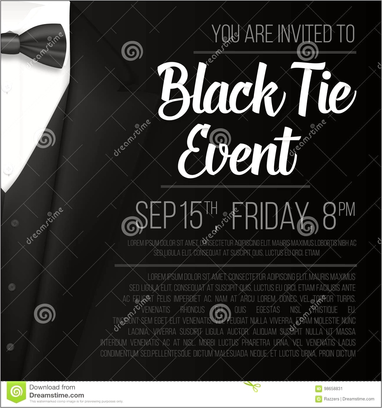 Black Tie Event Invitation Free Template