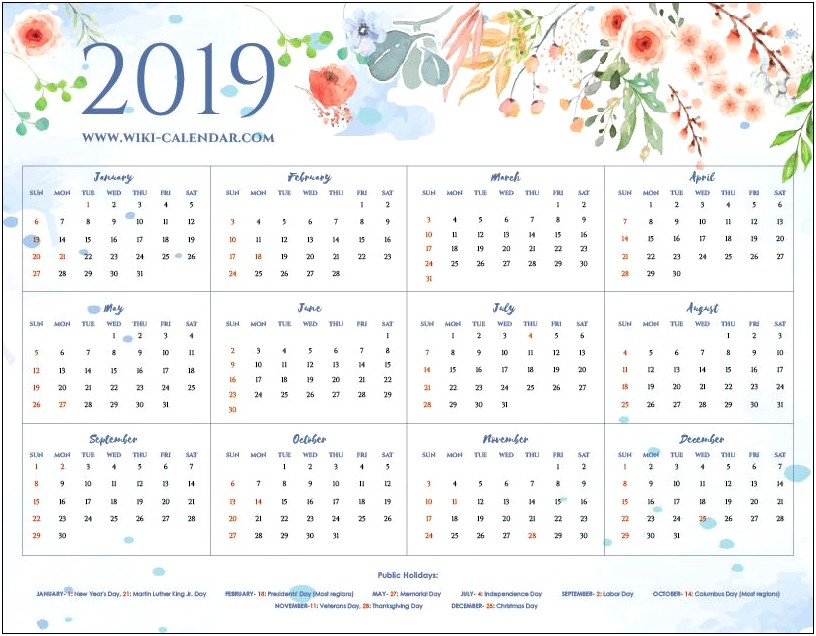 Blank 2019 Calendar Template Free Download