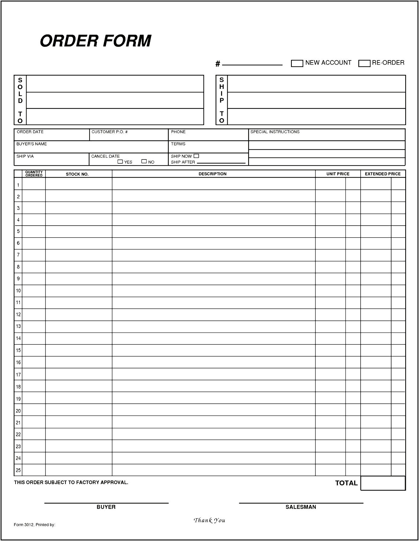 Blank Design Order Forms Templates Free
