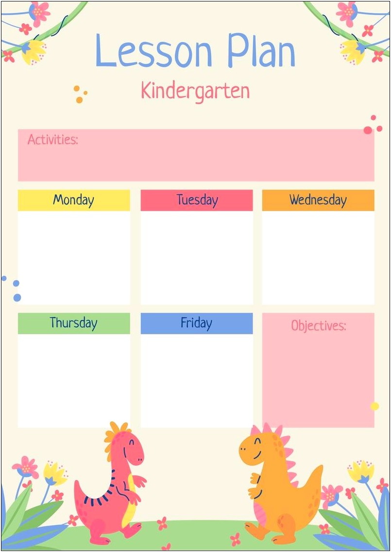 Blank Infant Lesson Plan Templates Free