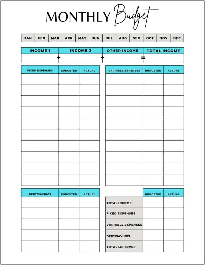 Blank Monthly Expense Planner Template Free