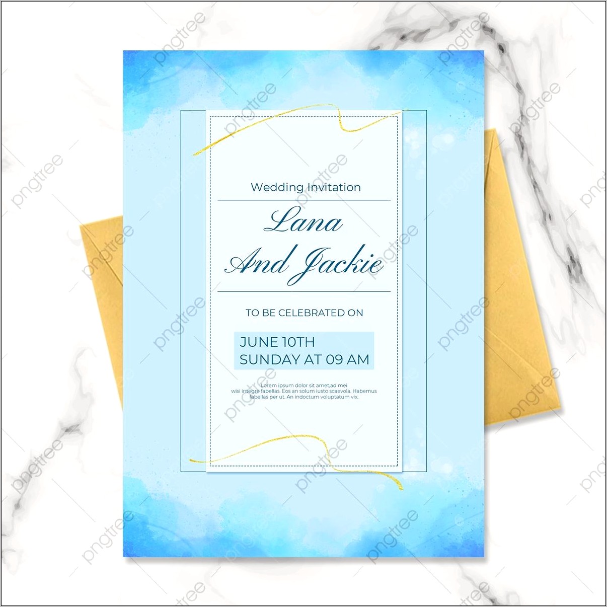 Blue And Gold Invitation Template Free