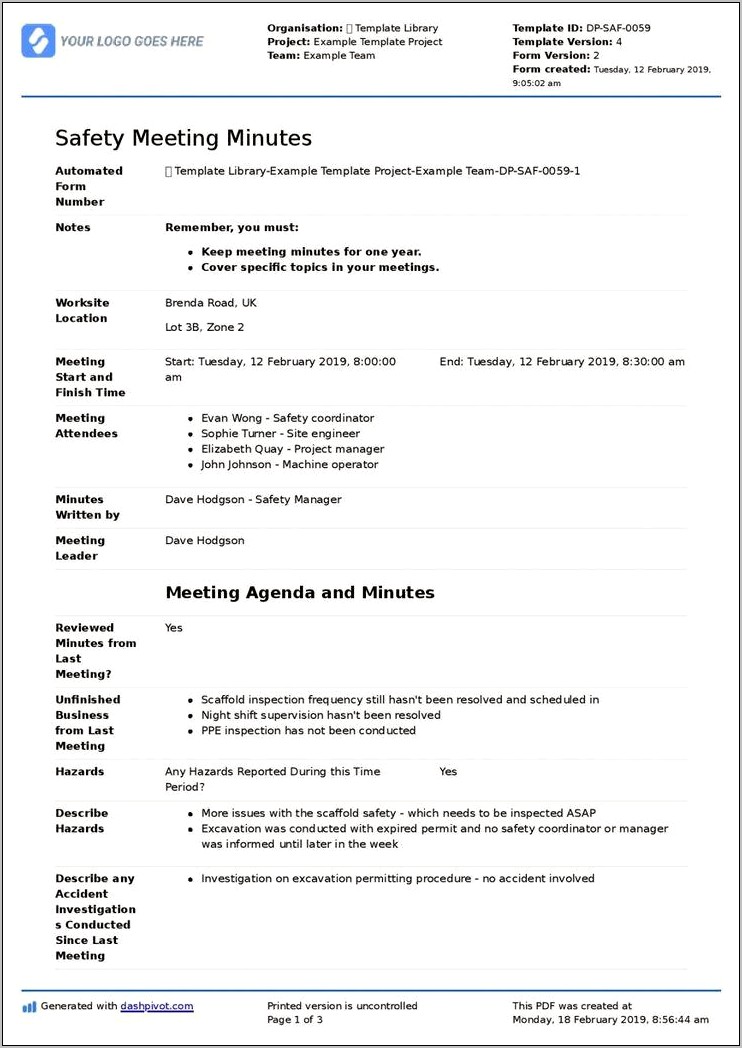 Board Meeting Minutes Template Uk Free