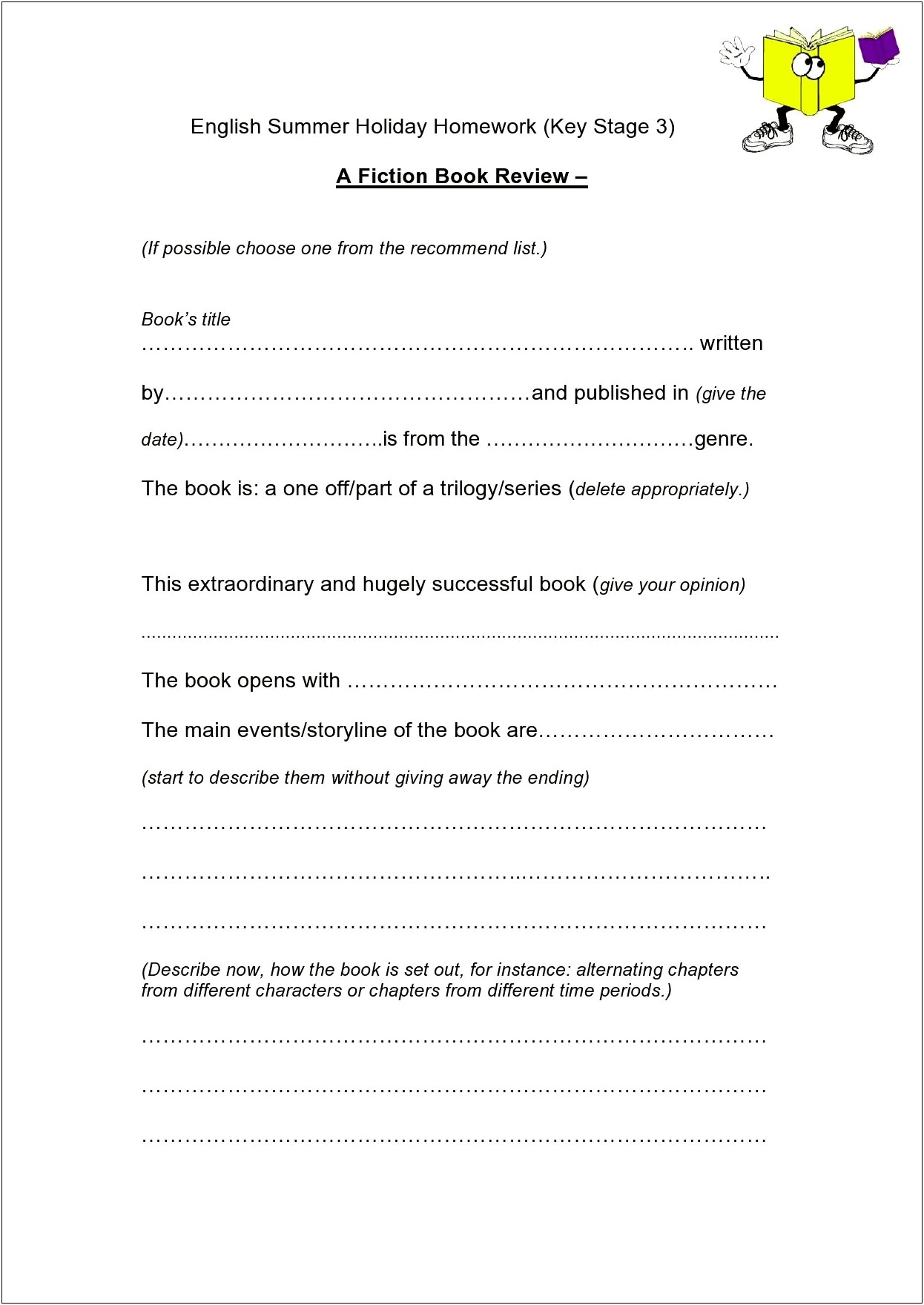 Book Recommendation Free Template For Students