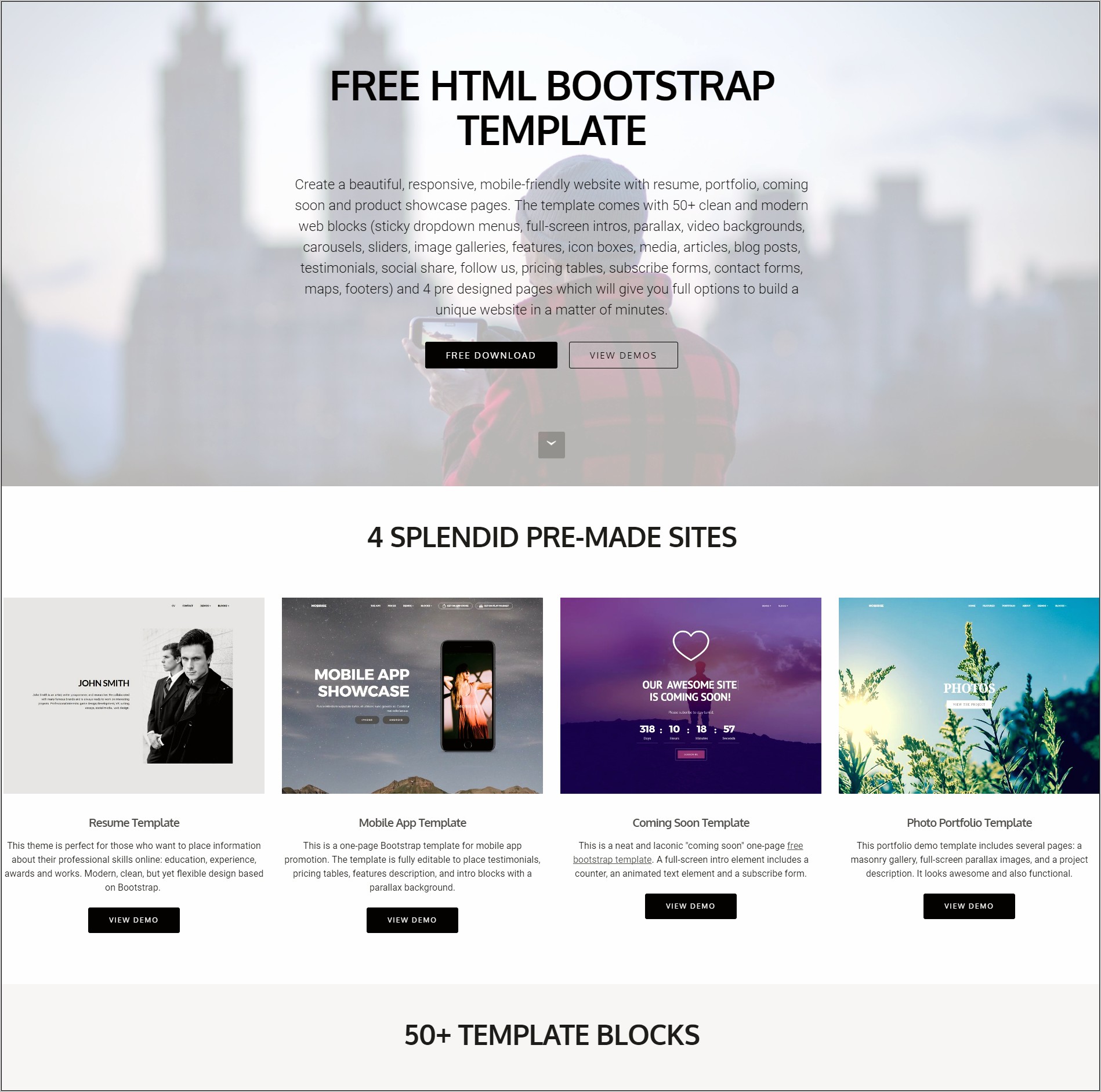 Bootstrap Home Page Template Free Download