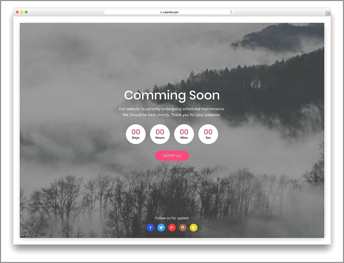 Bootstrap Under Construction Page Template Free