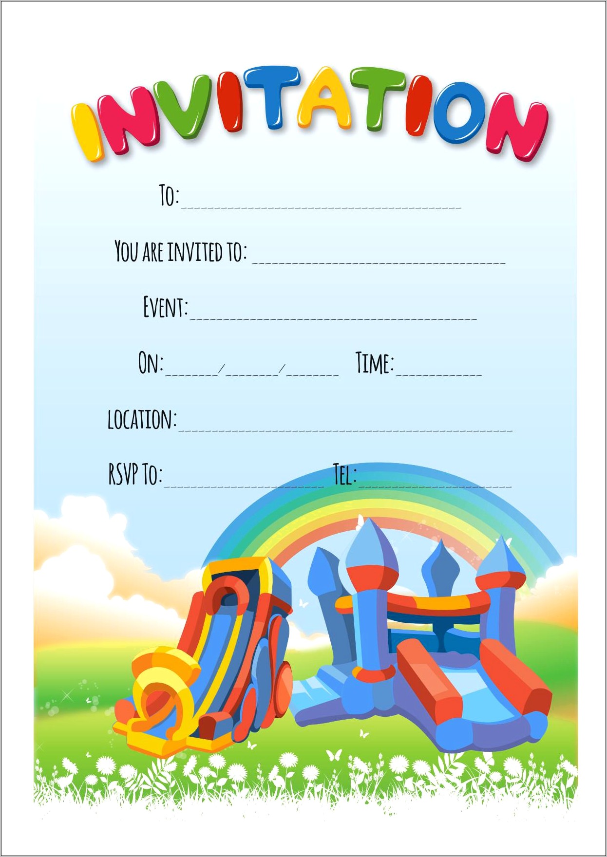 Bouncy Castle Party Invitation Templates Free