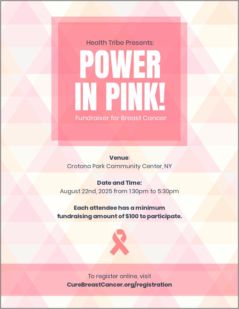 Breast Cancer Fundraiser Flyer Templates Free