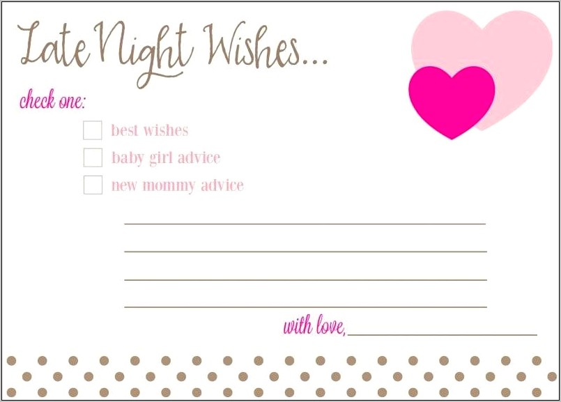 Bridal Shower Advice Card Template Free