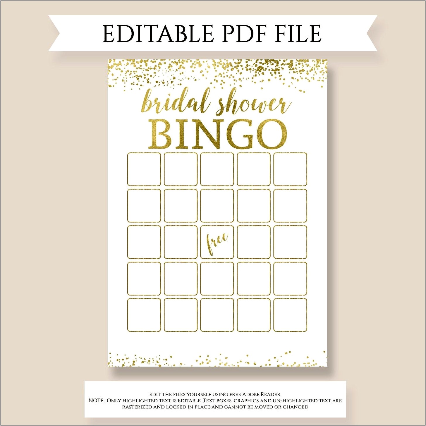 Bridal Shower Bingo Card Template Free