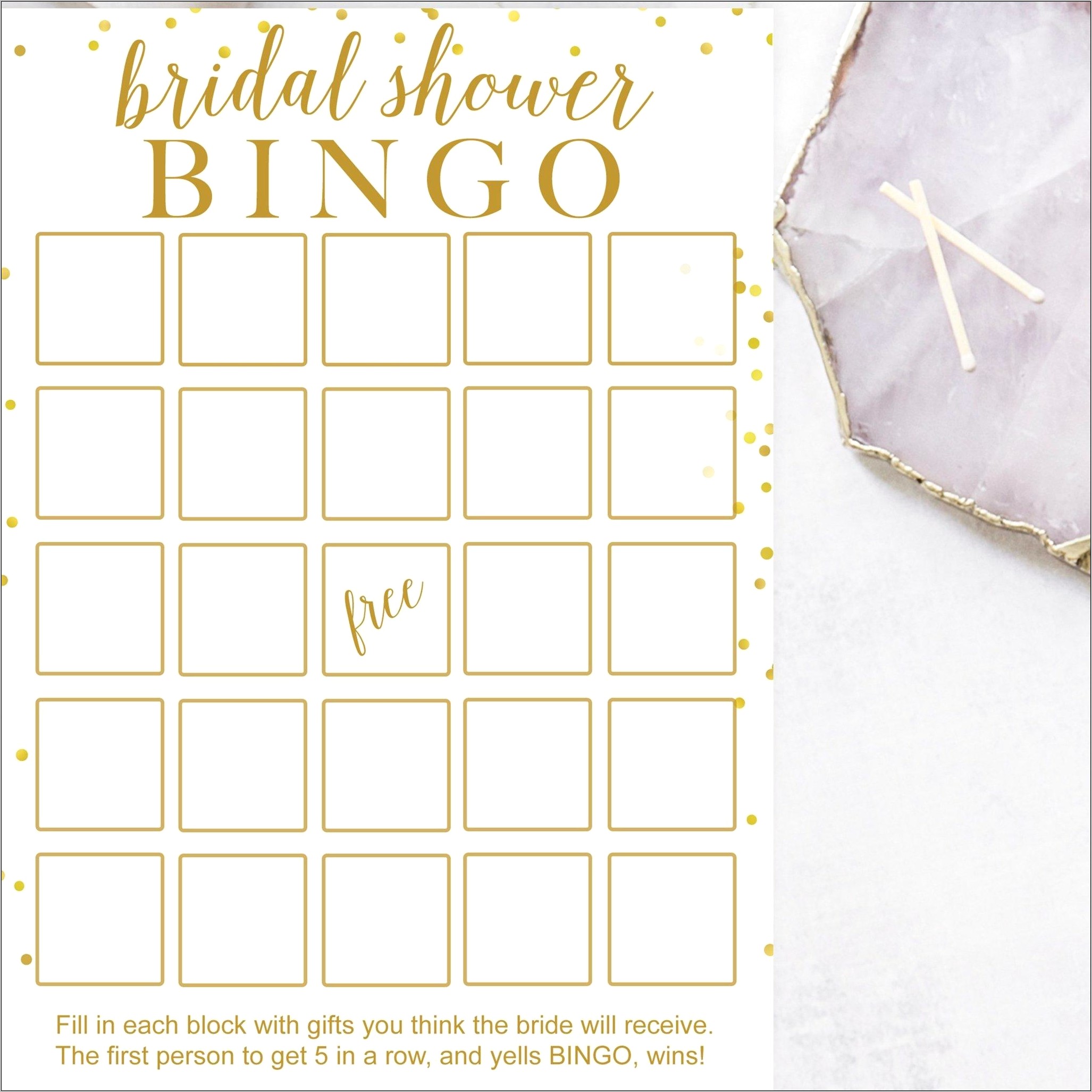 Bridal Shower Bingo Template Blank Free