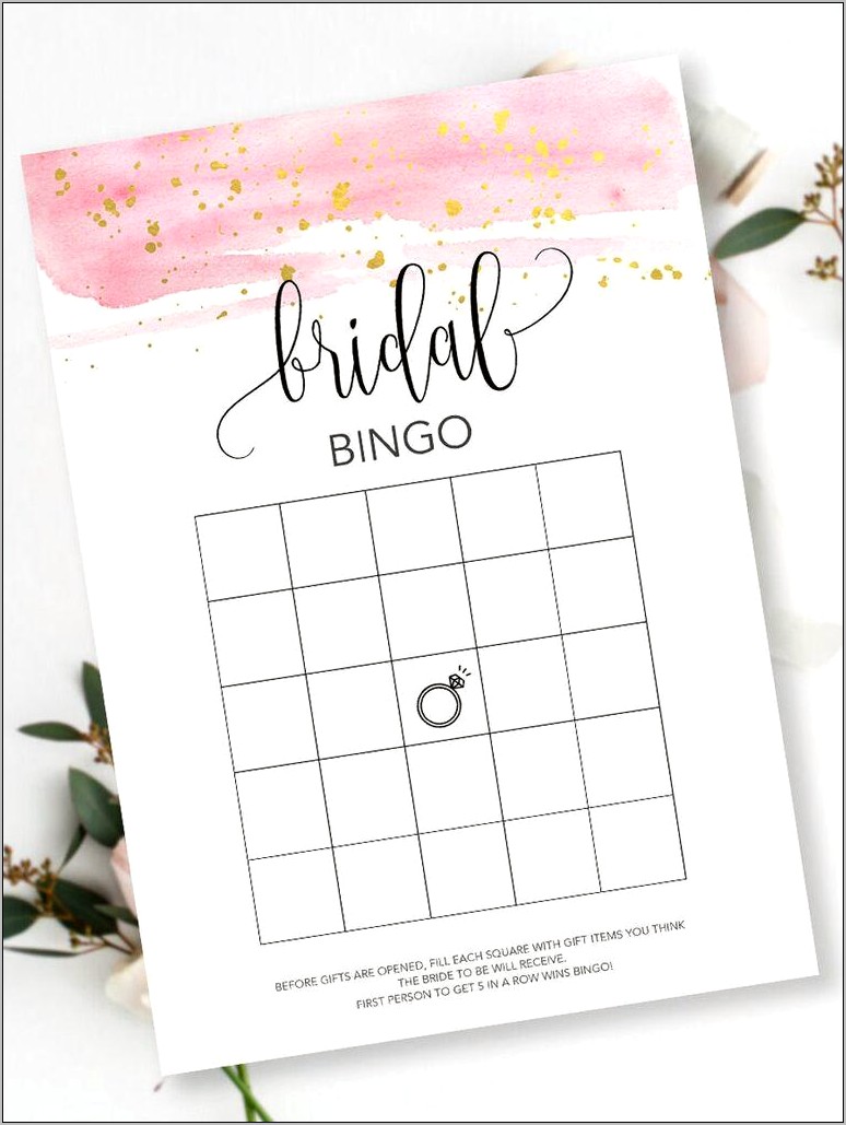 Bridal Shower Gift Bingo Template Free