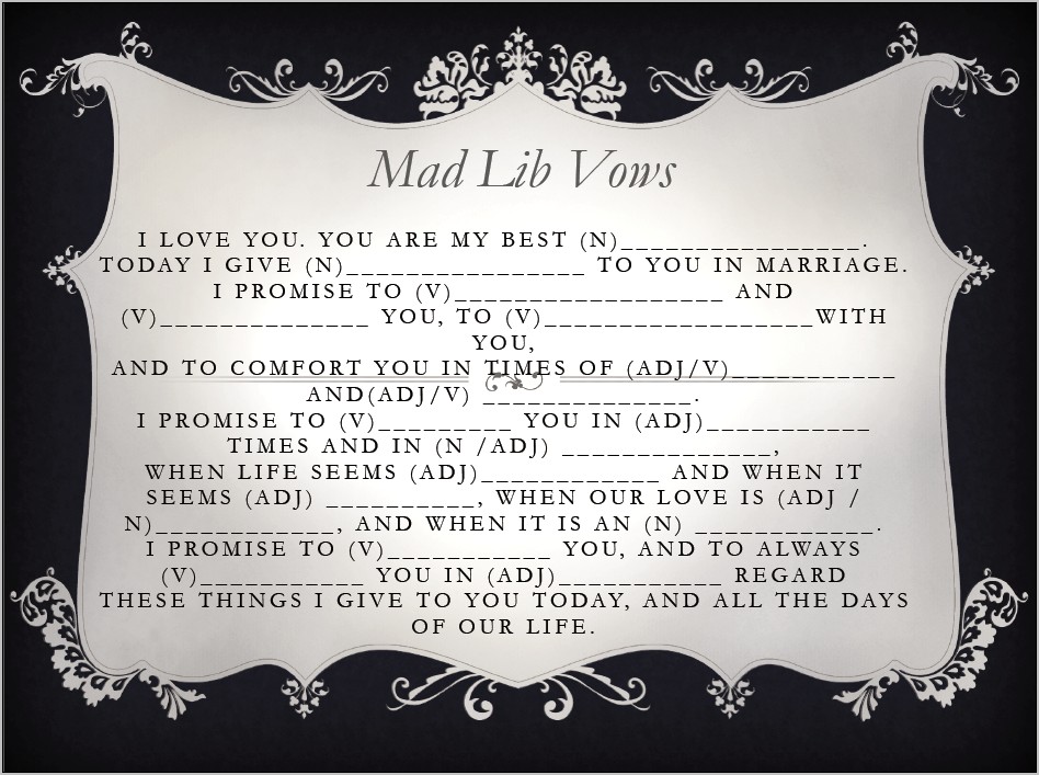 Bridal Shower Mad Libs Free Template