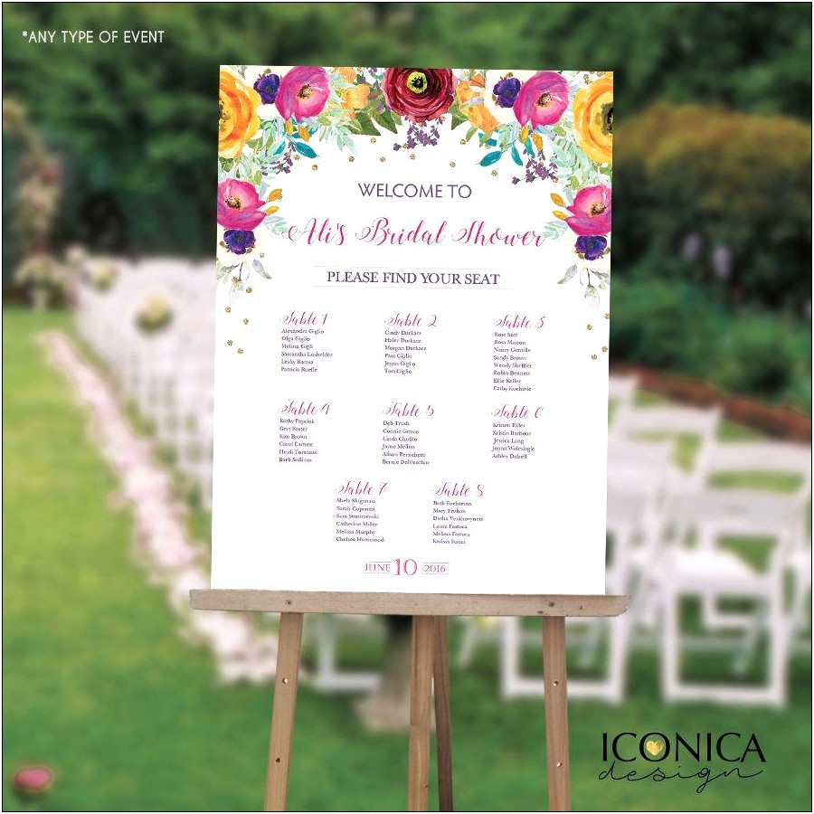 Bridal Shower Seating Chart Template Free
