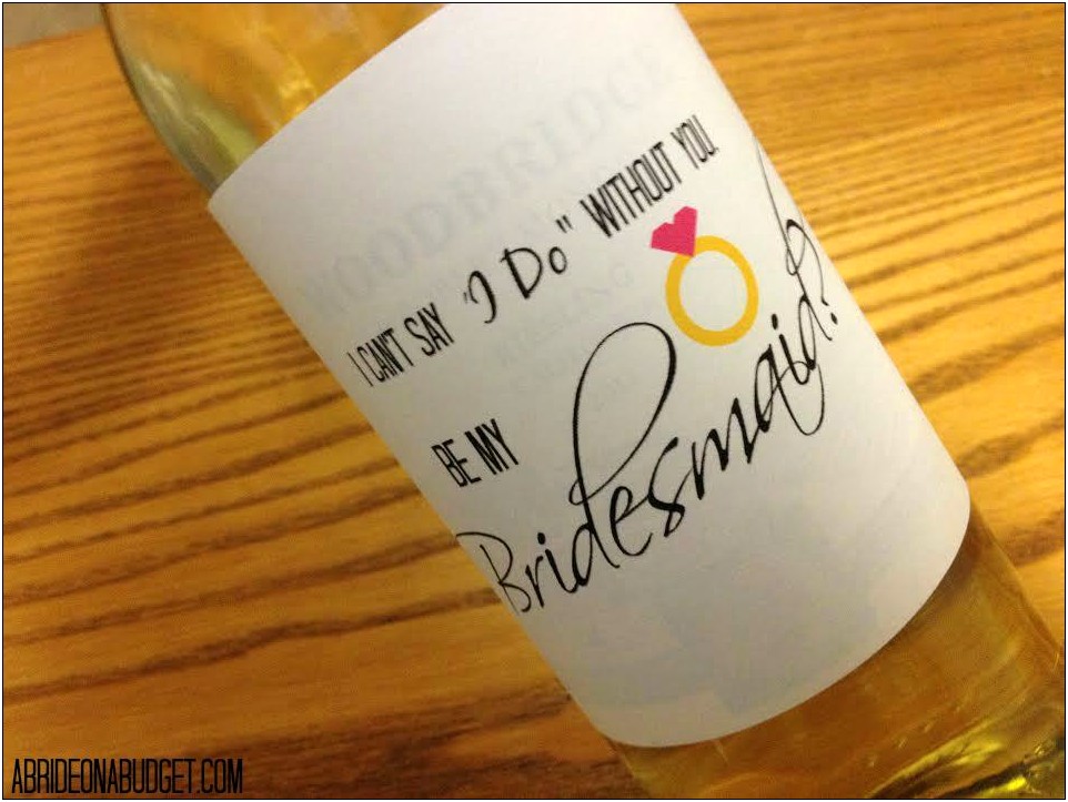 Bridesmaid Wine Bottle Label Template Free