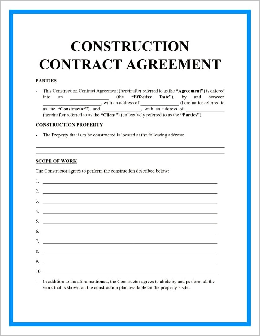 Builders Terms And Conditions Template Free