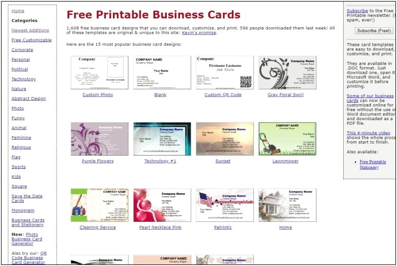 Business Card Templates Blank Free Word