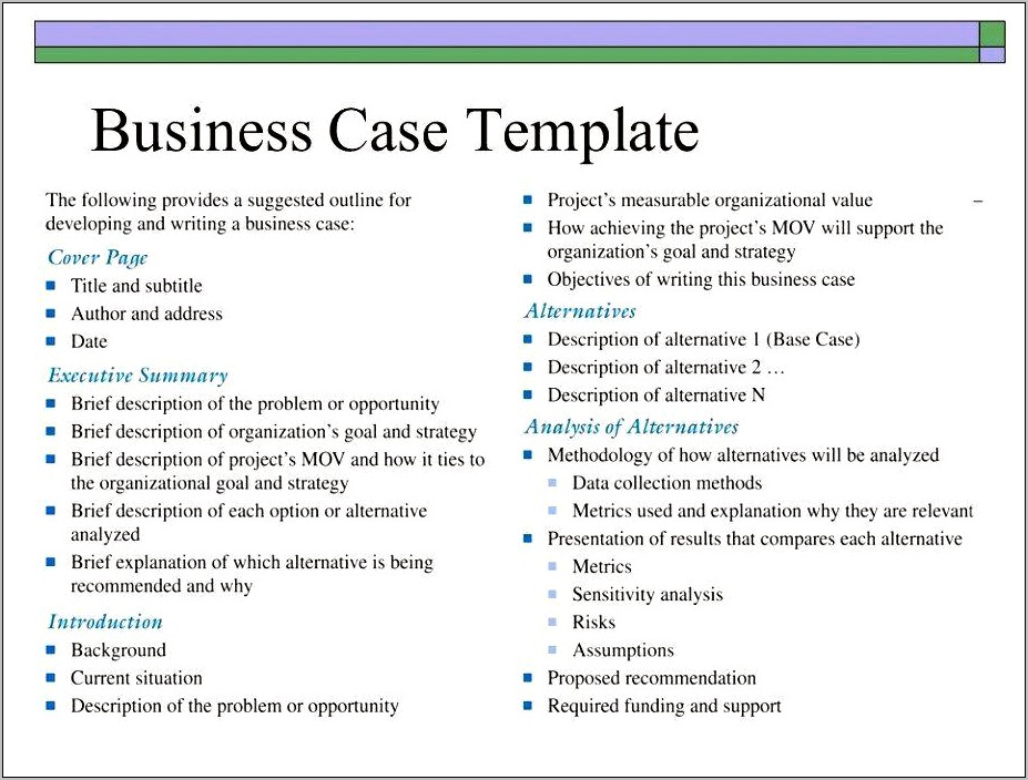 Business Case Template Word Free Download