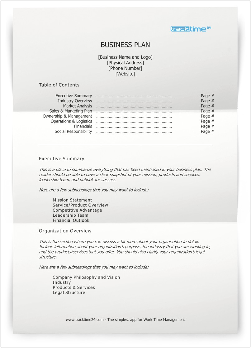 Business Plan Template Doc Free Download